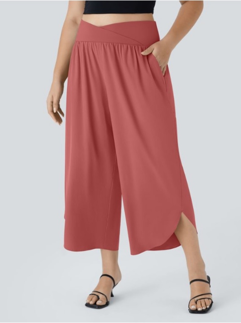 HALARA Breezeful Wide Leg Pull-On Pants - Burgundy Red